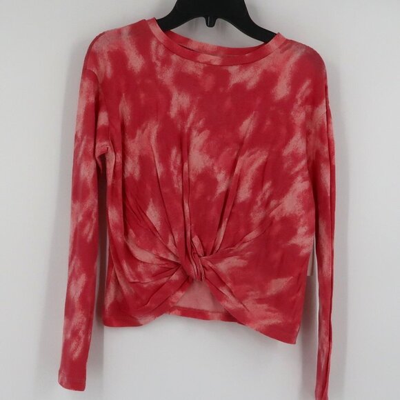 Nordstrom Rose Pink Tie-dye Knot Front Long Sleeve T-Shirt Size Large 10/12 NWT - Picture 1 of 7